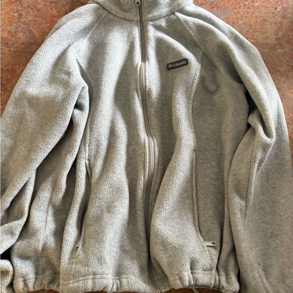 Columbia Soft Gray Fleece Jacket XL